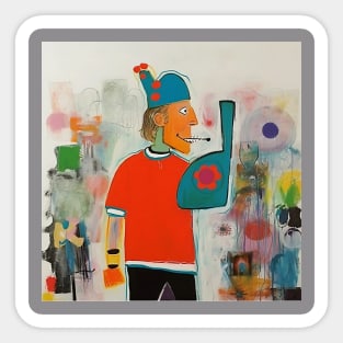 Man in abstract style Sticker